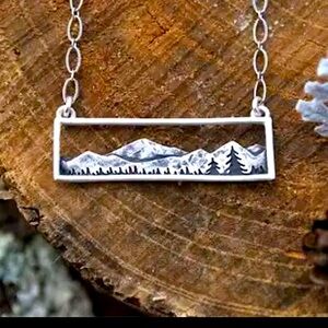Gia magma trees travel Mountain Forest Antique Necklace 925